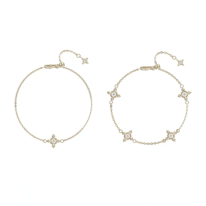 SUN Jewelry's Iris Four-Flower Pull-Through Bracelet for Women, Simple Design with a High-End Feel, French Vintage Jewelry SUN Jewelry's Iris Four-Flower Pull-Through Bracelet for Women, Simple Design with a High-End Feel, French Vintage Jewelry