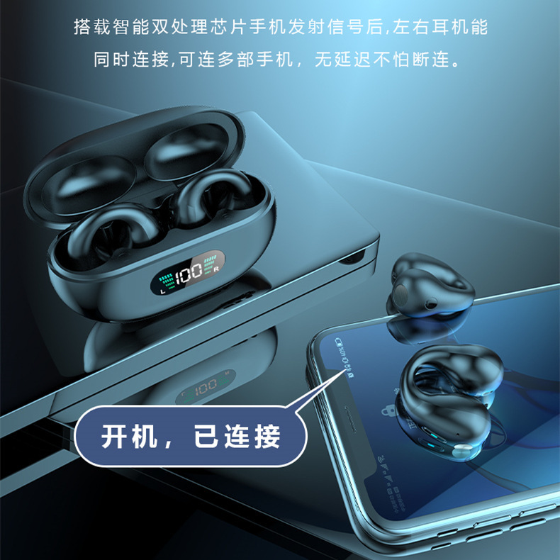 クロスボーダー対応、遅延ゼロのイヤークリップ型Bluetoothゲーミングヘッドセット、ノイズキャンセリング、独自設計のテクノロジーセンス溢れるワイヤレスデザイン|undefined