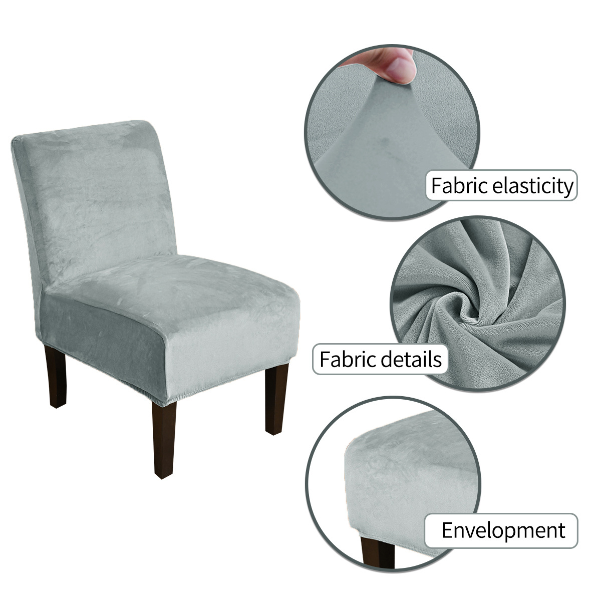 Nuevo estilo transfronterizo, funda de taburete de terciopelo plateado elástico, a prueba de polvo, funda de taburete de terciopelo europeo y americano, funda de silla TEMU