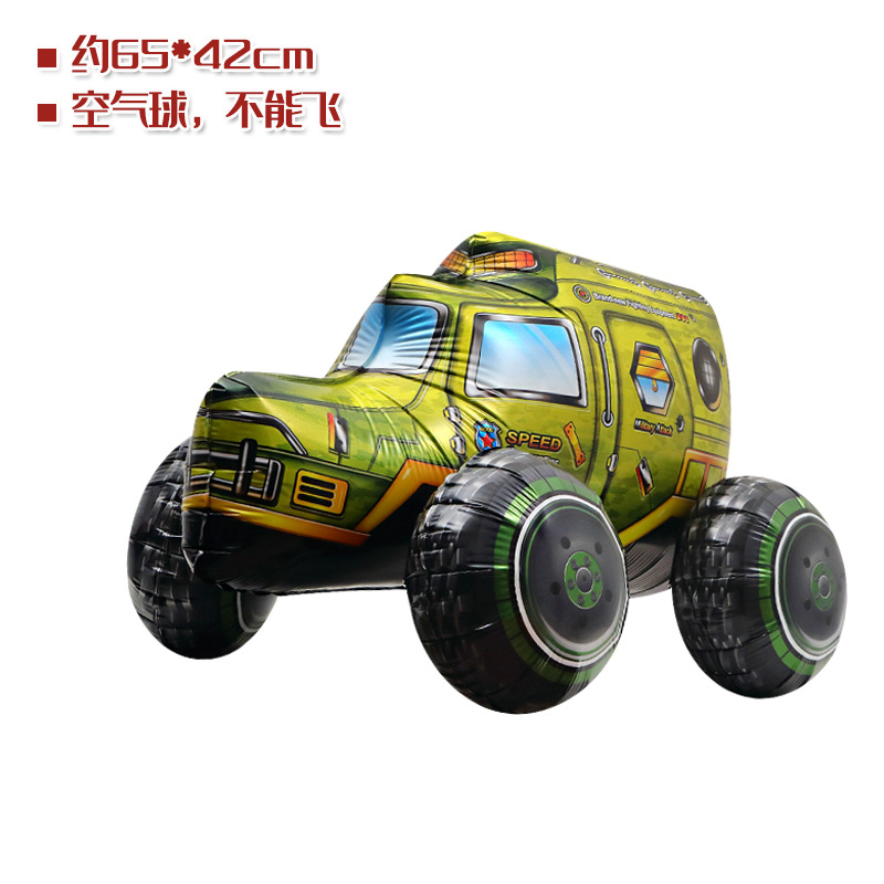Fiesta de cumpleaños del niño globo tridimensional forma de coche de dibujos animados película de aluminio globo excavadora avión nave militar vehículo tanque