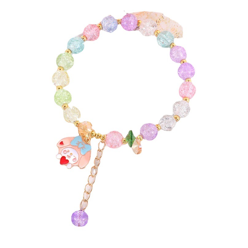 Pulsera de flores explosivas para niños, pulsera de cuentas de cristal con dibujos animados bonitos para niñas, estilo k, pulsera para estudiantes Kuro bestie ins
