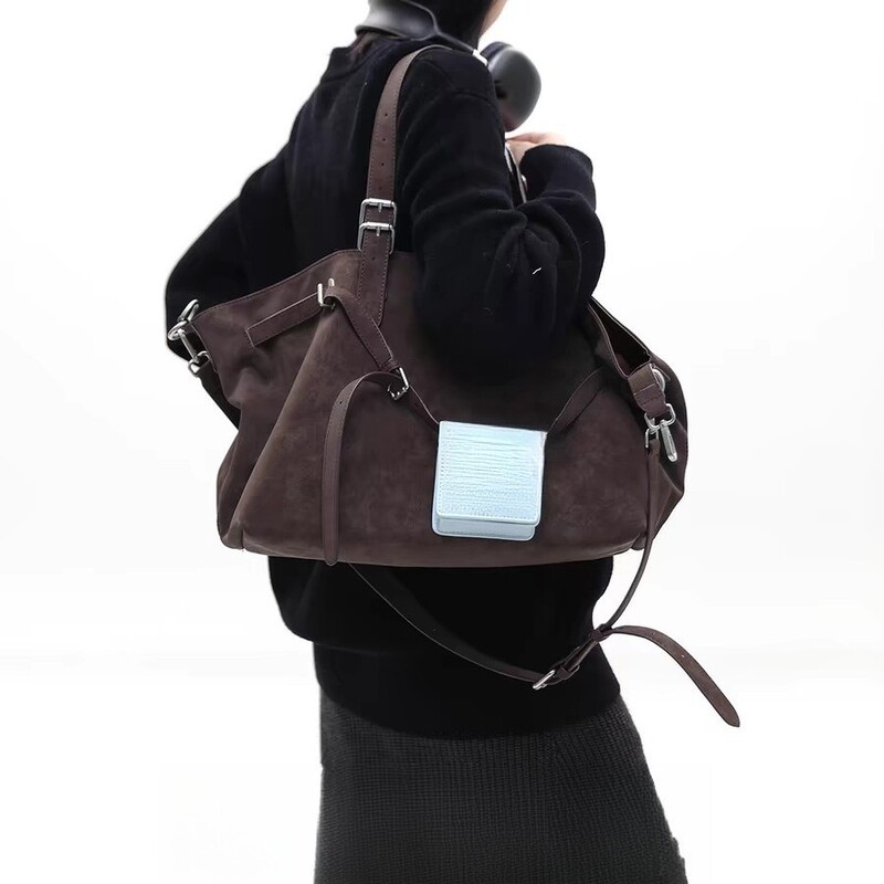 Mmj/ Affordable Alternative Suede Brown Galinini Multi-Form Modern Tote Bag Large Capacity Shoulder Crossbody Bag