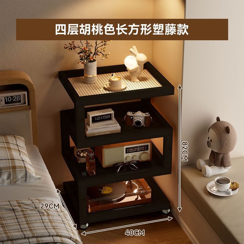 楠竹边几客厅沙发边柜简约小茶几卧室家用带灯床头柜置物架小桌子|undefined