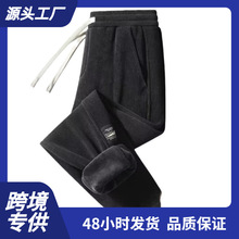 跨境LAZADA秋冬灯芯绒卫裤 男士宽松休闲束脚加绒运动长裤