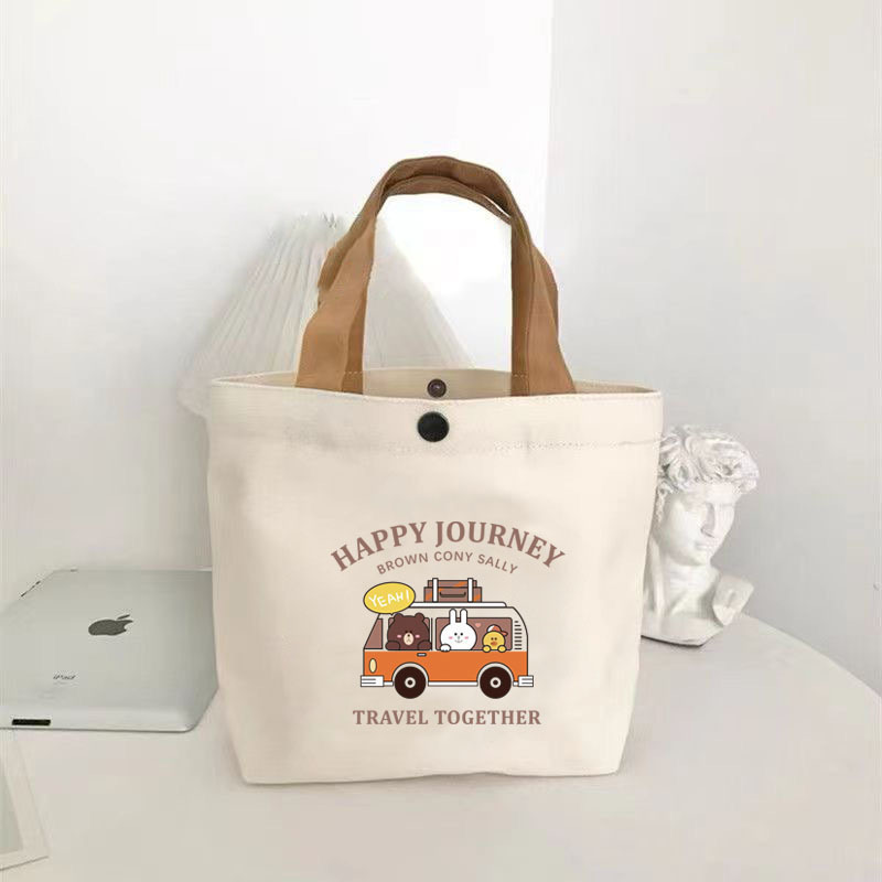 ホット販売クマキャンバスバッグ女子学生ポータブル仕事小さなハンドランチバッグハンドバッグキャンバスバッグギフトバッグ|undefined