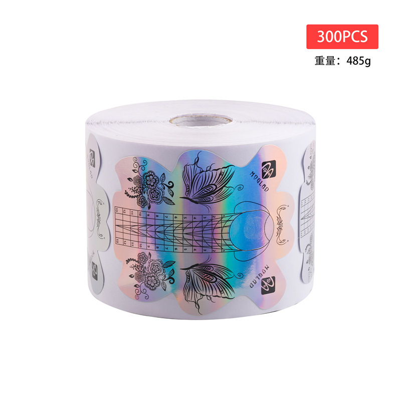 Transfronterizo nuevo engrosado colorido láser de uñas mariposa titular de papel de extensión de uñas de cristal 100/300 piezas titular de dedo