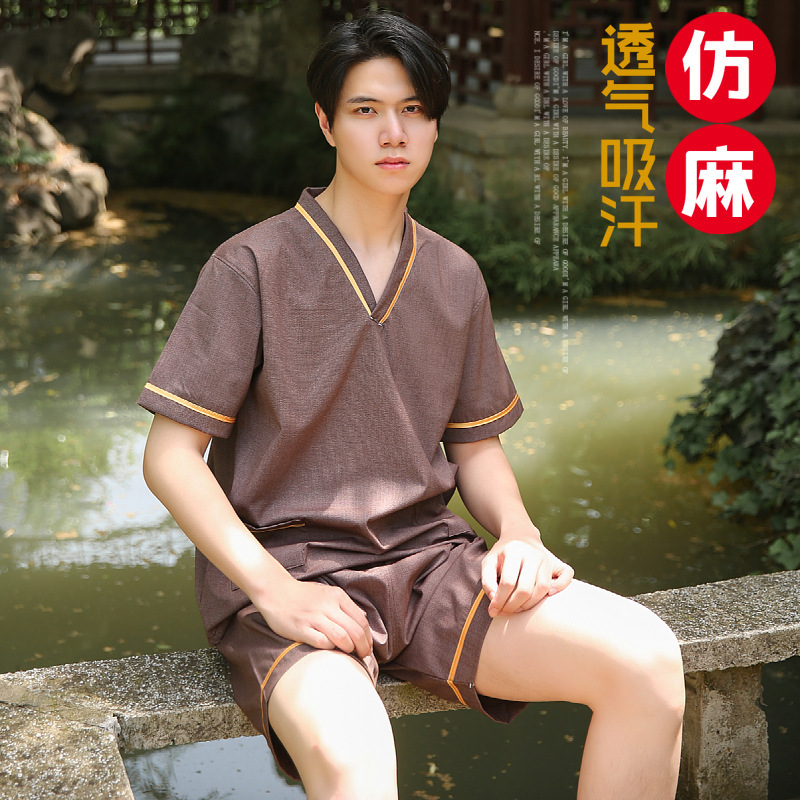 弾力米通汗蒸服浴衣男女足治療服美容服マッサージ服推油カップル|undefined