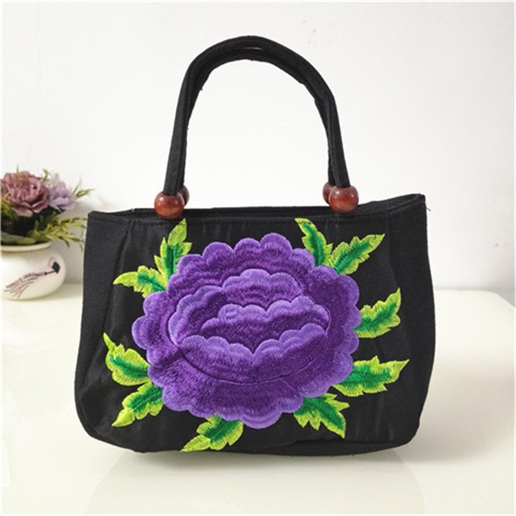 Suministro directo de fábrica bolso de estilo étnico de doble cara bordado lienzo pequeño bolso de mujer casual moda Retro