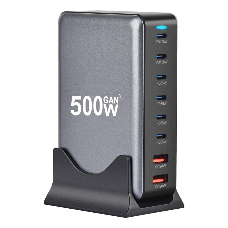 New 500W Gallium Nitride PD Charger 6C2A Multi-Power 8-Port Desktop Charger Cross-Border Explosive Desktop Charger