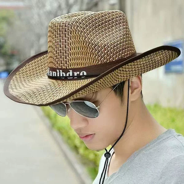 Summer travel straw denim woven sun hat solar-powered