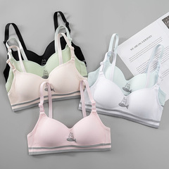 Striped Student Bra with Cats, No Cup, Comfortable and Breathable Underwear for Junior High Students, Manufacturer's Direct Sale