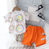 Summer children's cartoon set, summer clothing, jeans, Korean style, with short sleeve, children's clothing