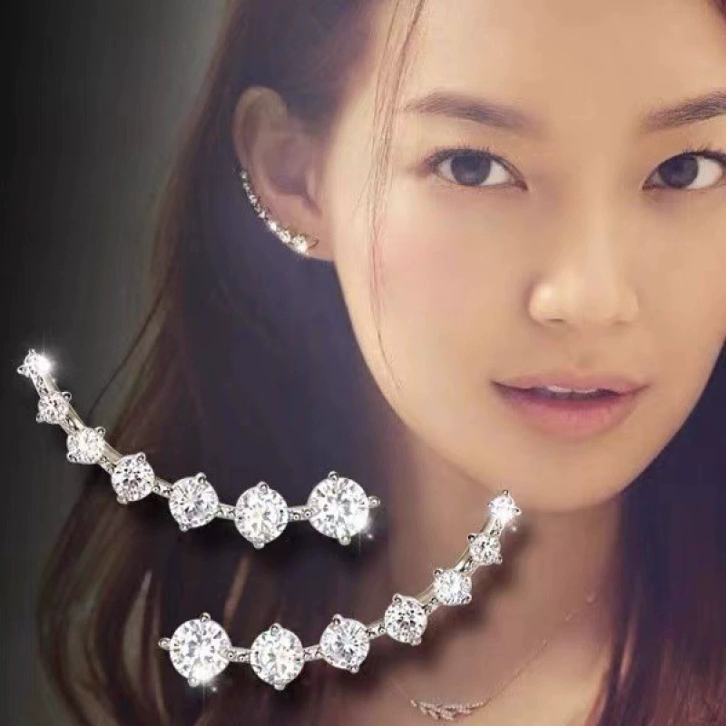 Zirconium Earrings (unbranded) — Ear Clips/Studs, Light Luxury, 2.5 cm, Silver/Gold Option