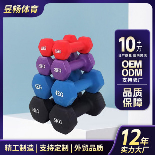 Hexagon Frosted Dip Plastic Gloss Women's Body Shaping Handbell Cast Iron Fitness Equipment Hexagon Adhesive Dumbbell Dumbbell
