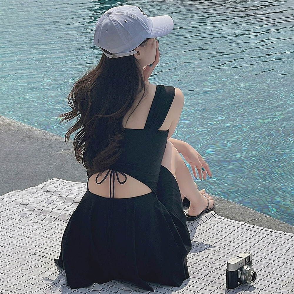 2023 New Style One-piece Swimsuit Women's Conservative Belly-covering Steel Bracket Gathering Flesh-covering Slimming High-end Swimsuit