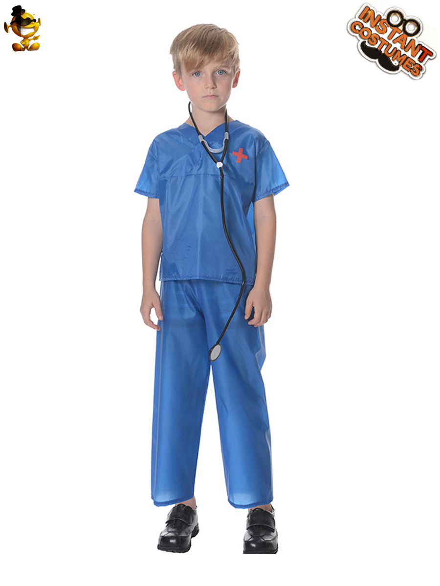 Juego de rol de Halloween niño pequeño traje quirúrgico para niños traje de fiesta Cosplay traje de médico para niños