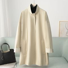 少量服饰2025海宁新款立领风衣外套女春秋宽松休闲慵懒风长款大衣