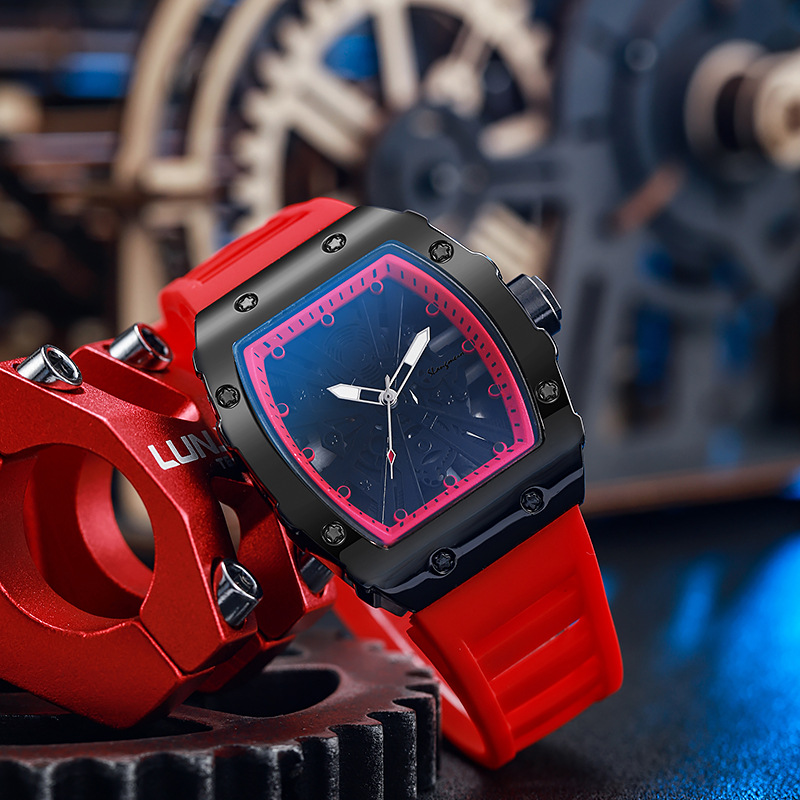 Shangmei marca nueva tendencia de moda dominante de alto valor estrella de cinco puntas luminosa reloj de hombre en forma de barril de negocios