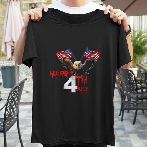 Summer 2025 European and American Men and Women's Independence Day Theme Print T-shirts