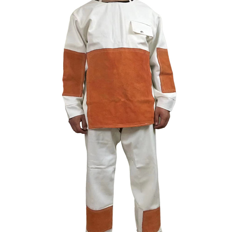 Ropa de protección de soldador, protector de piernas de piel, cubierta de pie, gorra, gafas, sombrero, denim, delantal de lona de algodón, guantes de soldadura