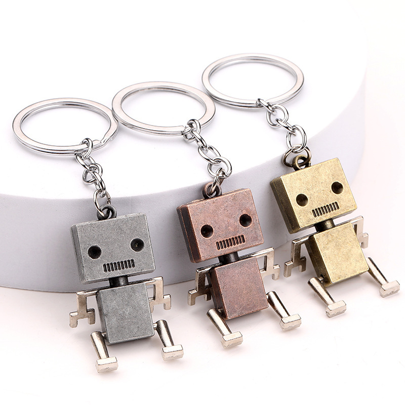 Creative Movable Robot Keychain Robot Cartoon Pendant Key Ring Chain Wholesale Small Gifts Wholesale