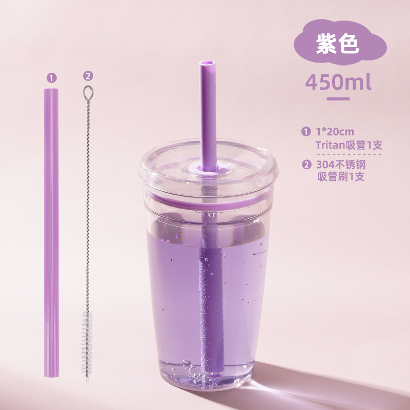 2025 新しいクロスボーダー 450 ミリリットル単層 Tritan ストローカップミルクティーカップコーヒーカップマルチカラーキャンディストローカップ|undefined