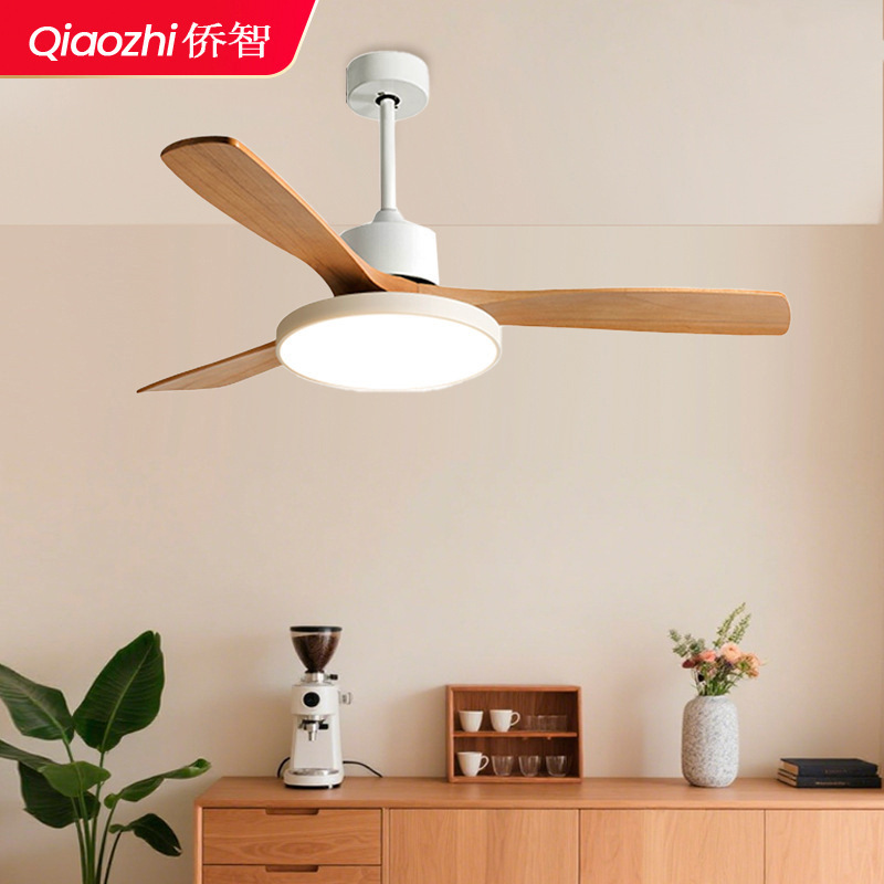 Lámpara de protección de ojos de espectro completo lámpara de comedor de madera maciza ventilador lámpara de chandelier moderno simple lámpara de ventilador de techo luminaria de color madera