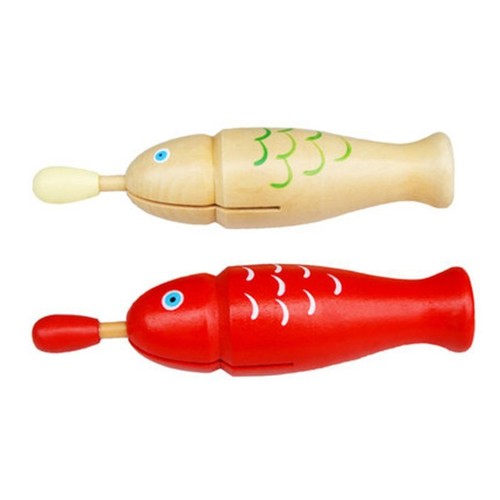 Orff percussion wooden children's percussion instrument red wooden fish-shaped toy sound tube to relieve stress and meditate
