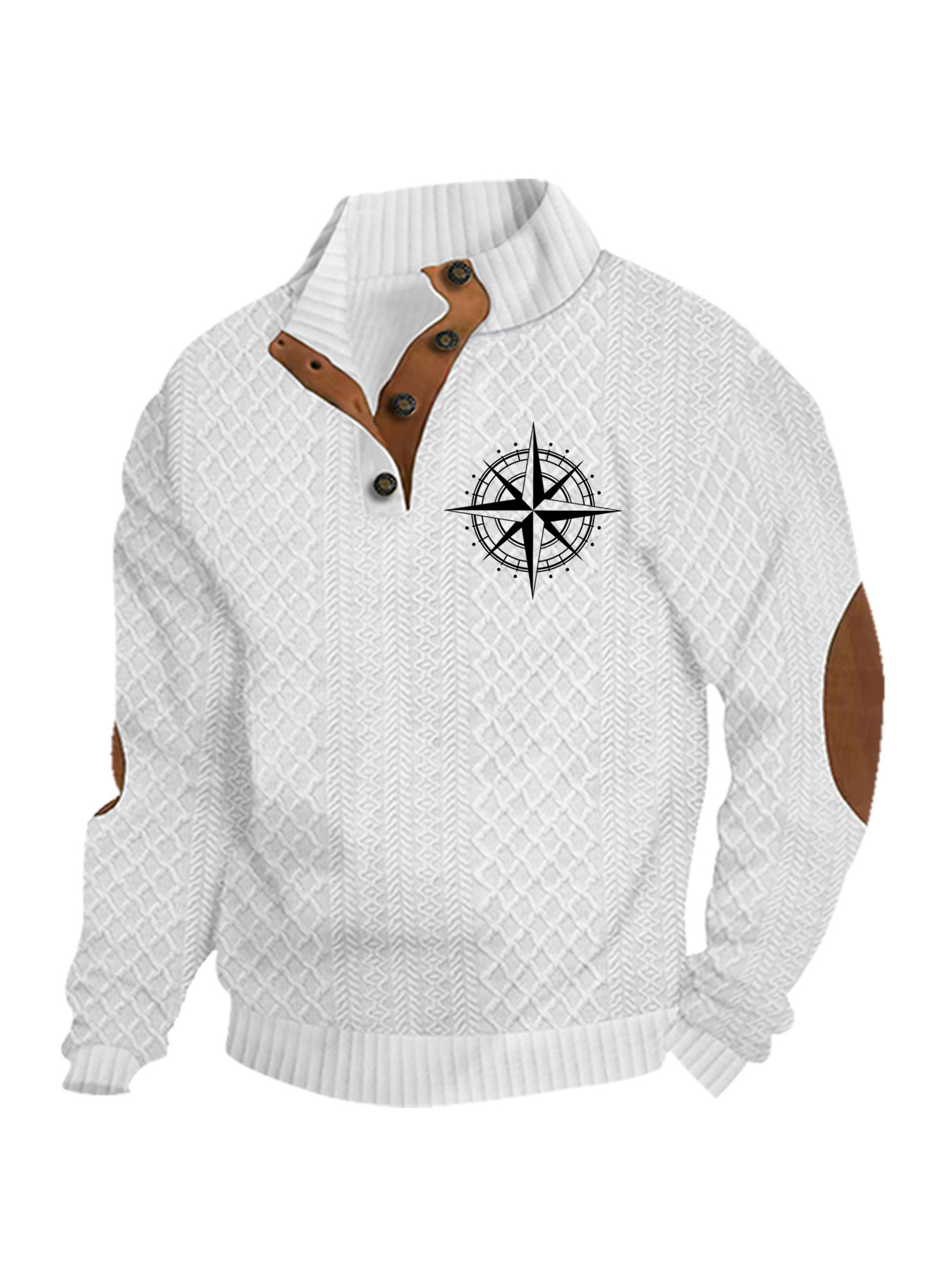 Transfronterizos Amazon otoño invierno caliente tamaño europeo para hombres al aire libre imitación de cuello de manga larga impresa hoodie de tres botones