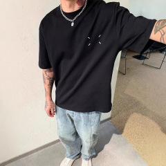 美式新款潮牌ins夏季休闲纯棉短袖T恤220G男士简约符号打底体恤