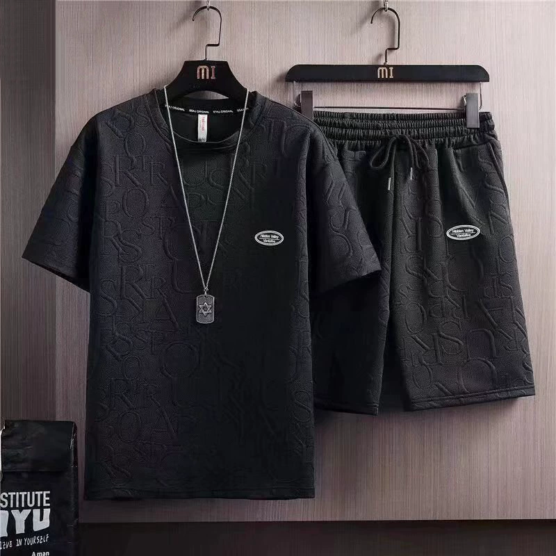 Shorts and Oversize Short-Sleeve T-Shirt Set, Men's Summer Leisure, Lightweight, 2-Piece