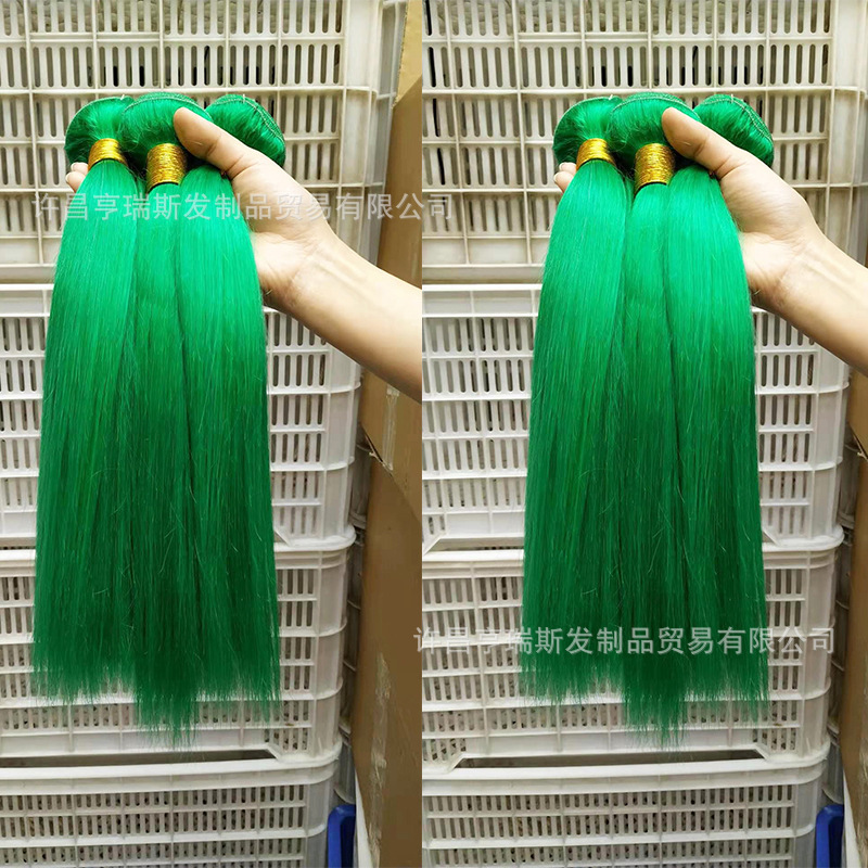 green human hair straight bundles