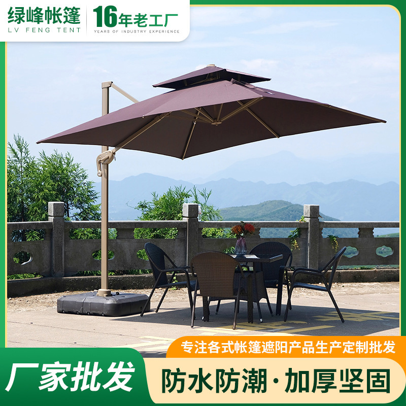 Outdoor Parasol 3X 3m for Patio and Terrace with Solar Lights, Aluminum Alloy Camping Trendy Roman Umbrella for Street Stalls