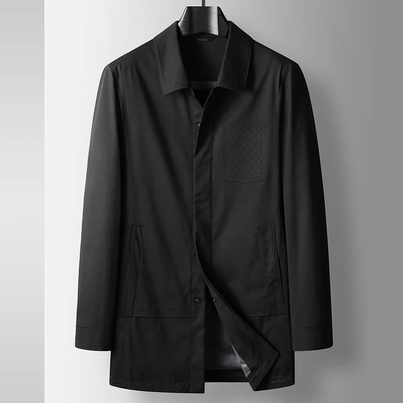 Herrenbekleidung mittellange leichte Luxus-Windjacke mit Business-Revers für Jugendliche, lässige High-End-Jacke ohne Bügeln_voghion.com