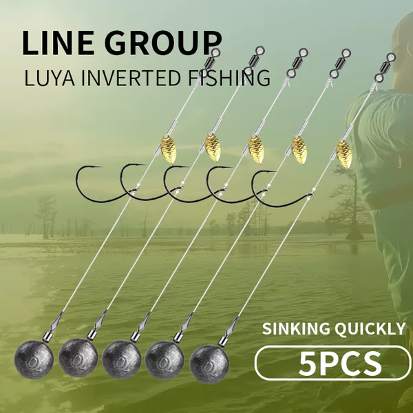 Lead Sinker with Cylindrical Handle Hook, Weighted Bass Fishing Rig, Curved Bait, Curly Tail Trolling Lure, Ready-Made and Tied