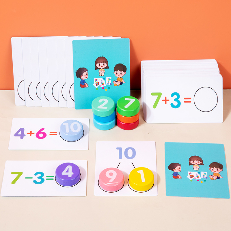 Aumento y resta de números para niños transfronterizos, aprendizaje de emparejamiento cognitivo, iluminación infantil, pensamiento de educación temprana de madera, juguetes educativos