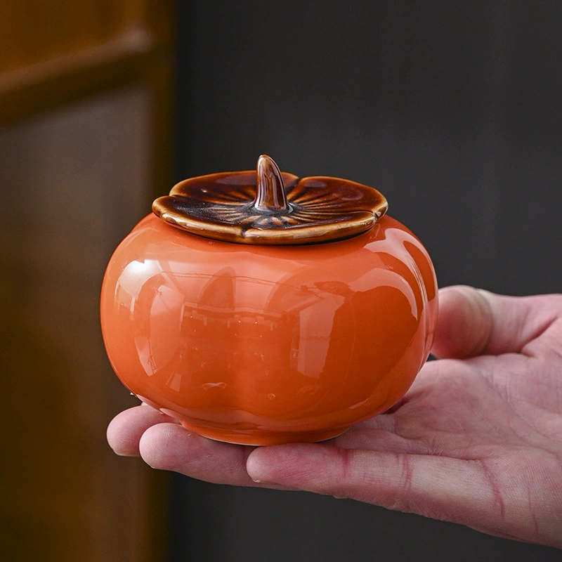 Керамическая банка для чайного дыни persimmon, маленькая банка для хранения, герметичная банка конфеты, свадебная сувенирная банка, герметичная, влагозащита