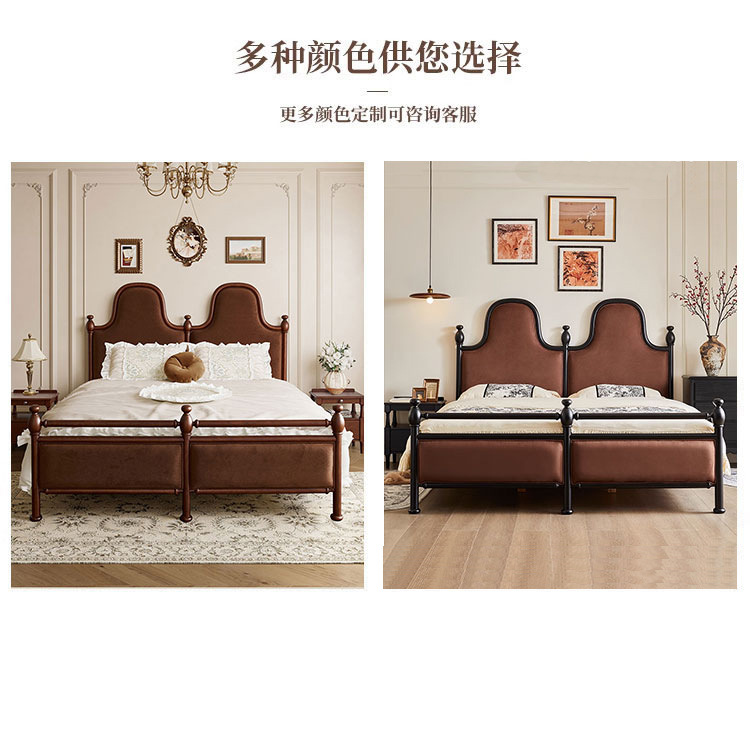 Dan Vance estilo francés medieval retro cama de madera de cera blanca cama de boda cama doble de madera maciza cama doble de beech