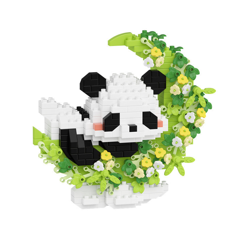 Chaolechuang8966 flores antes del mes de dibujos animados panda muñeca de bloques de construcción ensamblaje juguetes para niños adornos regalo del día del niño