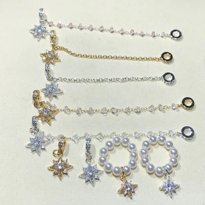 14K Gold-Filled High Color Retention Crystal DIY Accessories Four-Pointed Star Pendant Zircon Chain Bead Bracelet Handmade Beads