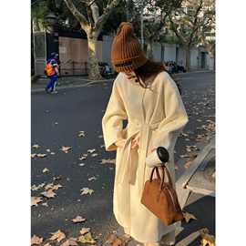 现 2025冬季新款韩国韩版气质立领双面羊毛收腰毛呢大衣外套