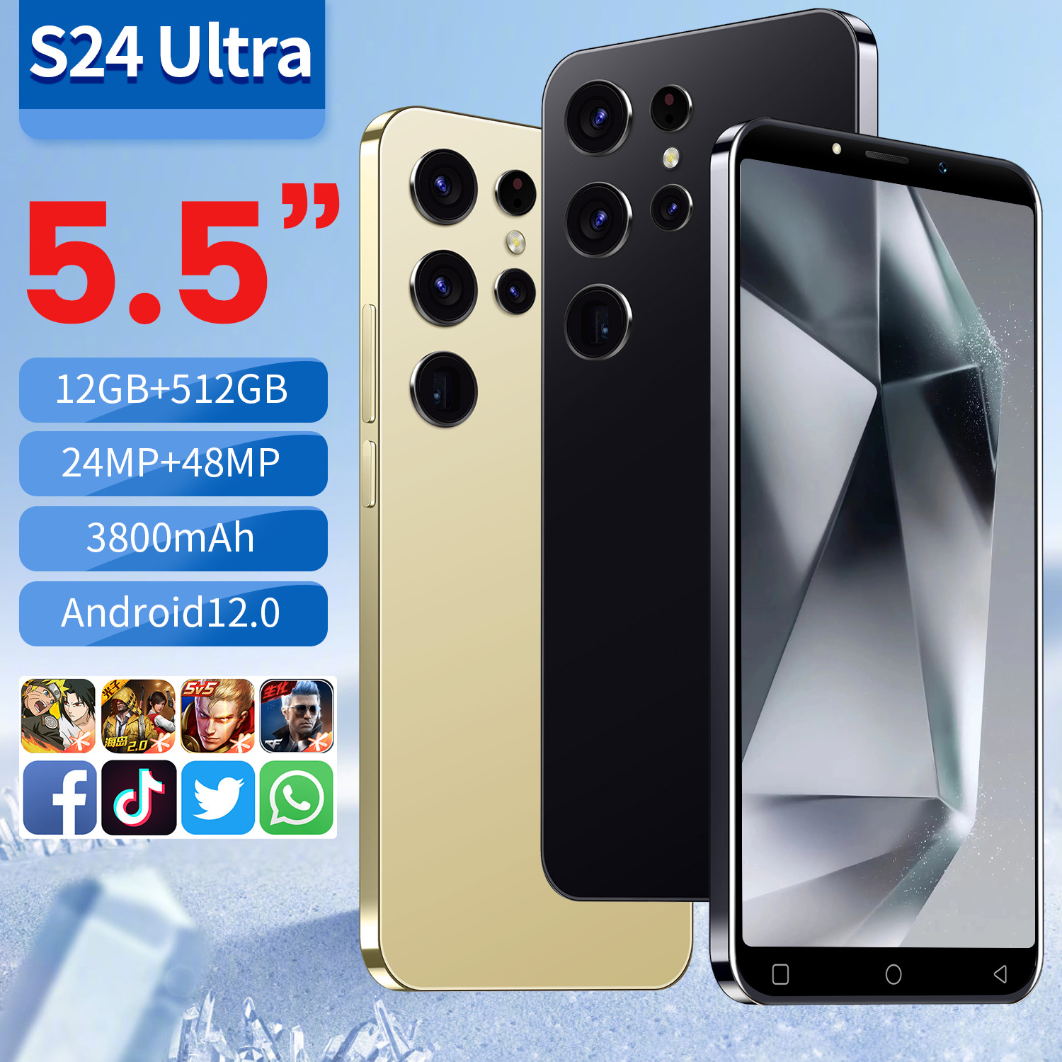 跨境新款低价S24 Ultra 外贸手机12GB+512GB 安卓8.1现货智能手机