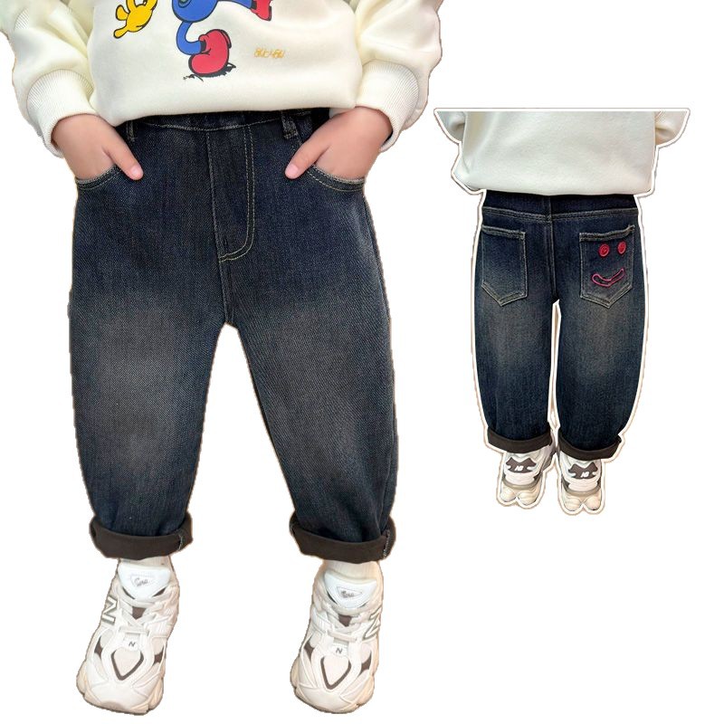 Niñas de cacho de invierno y cacho de aire extranjero jeans suaves para bebés gruesos pantalones de invierno para niños image 5