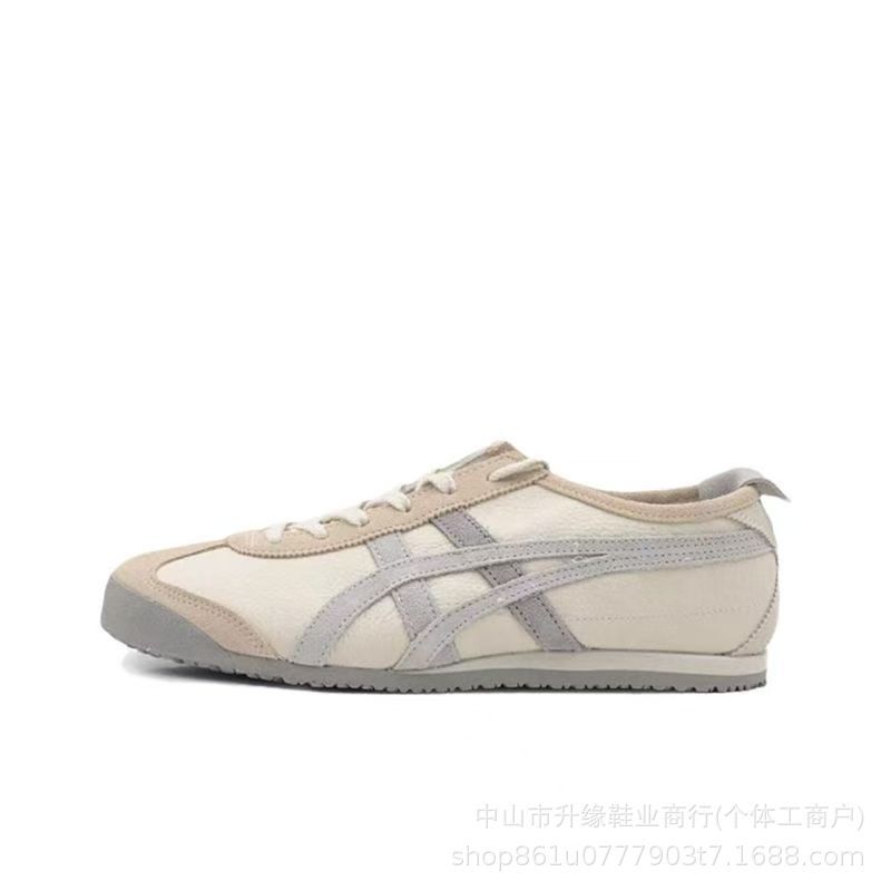 莆田鬼塚虎男性用と女性用のスリッポンシューズ TigerMEXICO66 カップルカジュアルグリーンシルバーホワイトシューズ、トレンディで多用途|undefined
