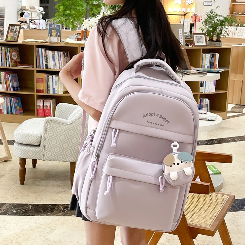New Cute Lightweight Backpack Junior High School High School College School Bag Large Capacity Student School Bag Outdoor Travel Burden Reduction