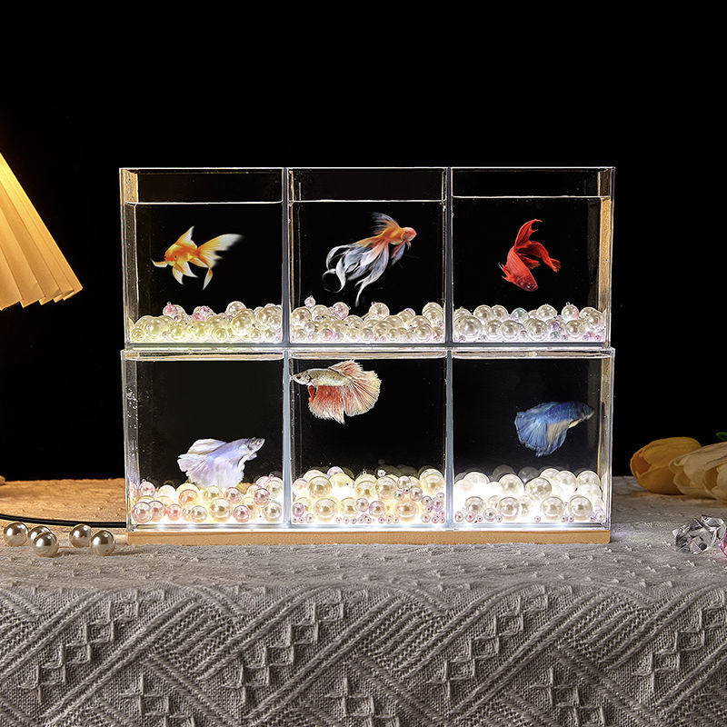 Fish tank net red luminous ornamental fish square small tank fish…