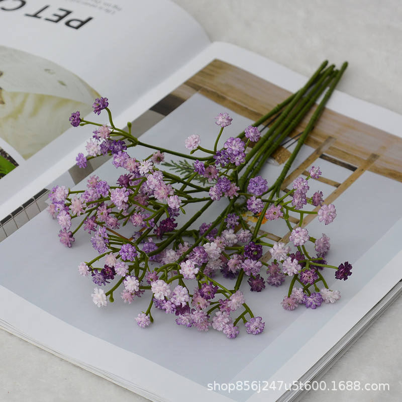 Simulación Gypsophila decoración de bodas estilo ins ramo de ramo de flores de goma suave sensación Gypsophila flor artificial flor falsa al por mayor