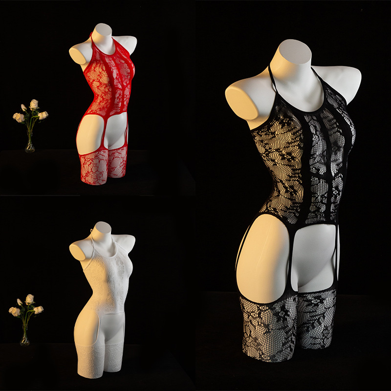 Yue Die Sexy Lingerie: Seductive Lace Temptation, Strap-On One-Piece Stockings, Uniform, Pure Desire 8972_voghion.com