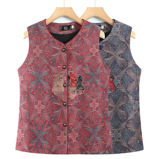 Old Lady's Spring and Autumn Vest Outer Wear Grandma's Waistcoat Middle-aged and Elderly Mother's Vest New Old Lady's Spring Clothes Vest