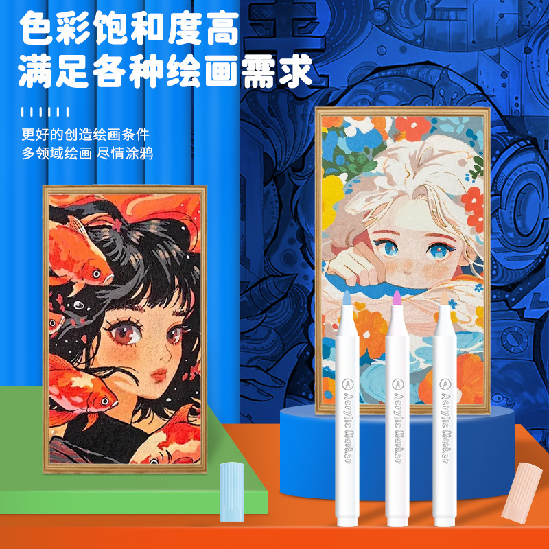 Lápiz de acrílico para niños pintando lápiz de graffiti triangular conjunto de lápiz de pintura impermeable y rápido de secado impermeable
